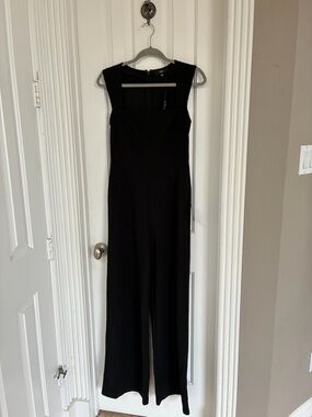 Lulu's Black Square Neck Enticing Endeavors Black Wide-Leg Jumpsuit